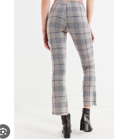 Urban Outfitters Pants - Urban Outfitters UO Casey Kick Flare Plaid Pants Black Gray
